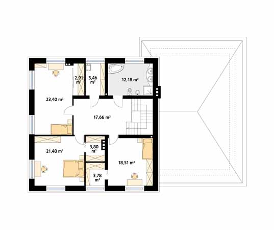 Projekt domu Adam - rzut piętra