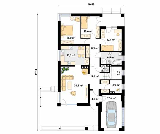 Projekt domu Aga - rzut parteru