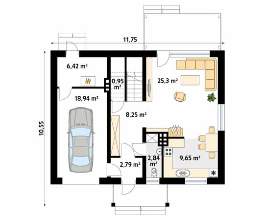 Projekt domu Agatka - rzut parteru