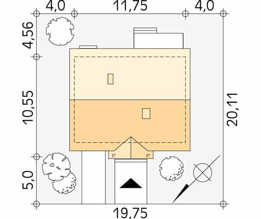 Projekt domu Agatka - usytuowanie na działce