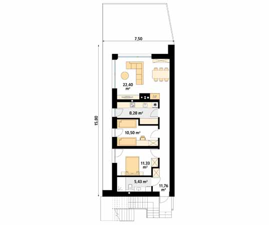 Projekt domu Agrest - rzut parteru