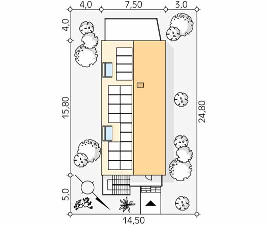 Projekt domu Agrest - usytuowanie na działce