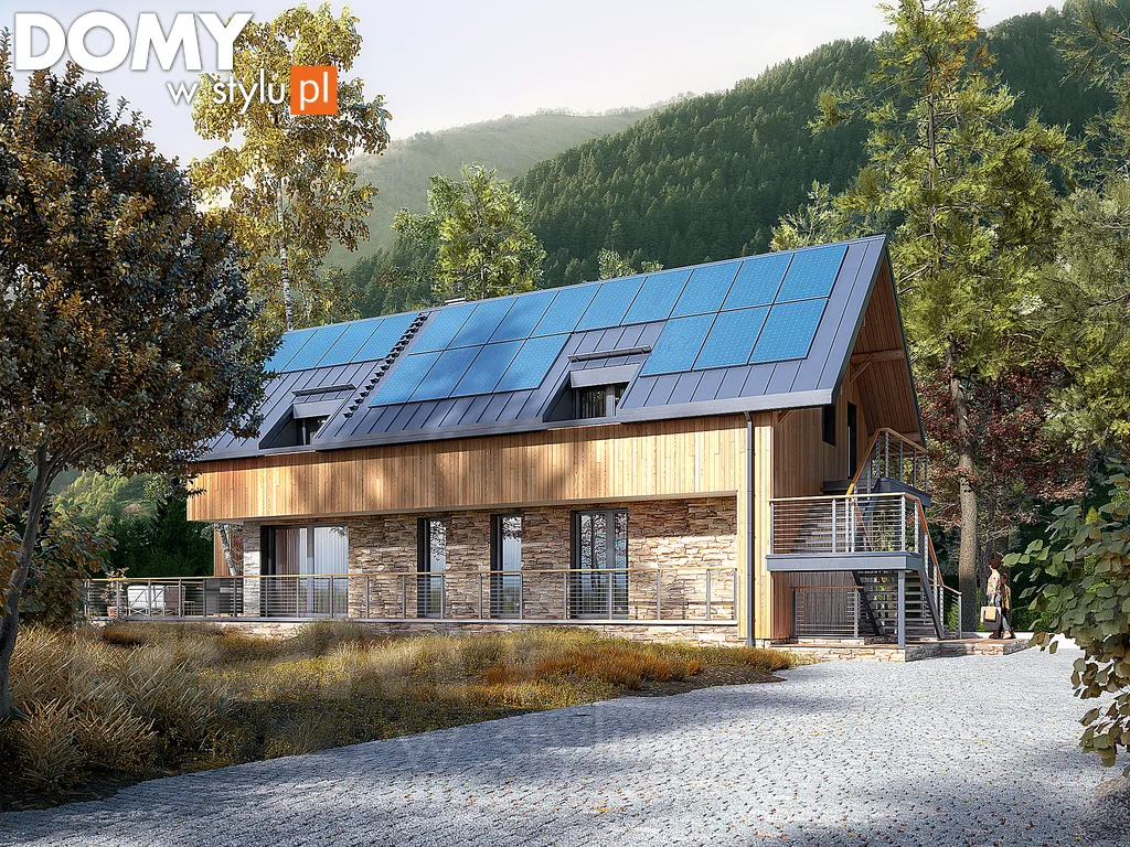 Nowoczesny projekt domu z poddaszem Agrest - wizualizacja frontowa