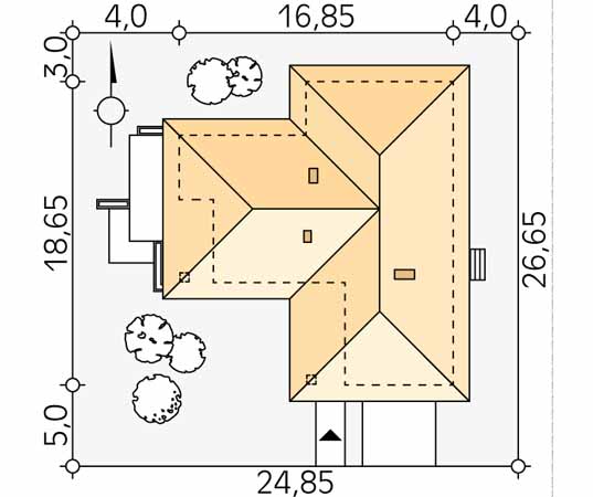 Projekt domu Aksamit - usytuowanie na działce