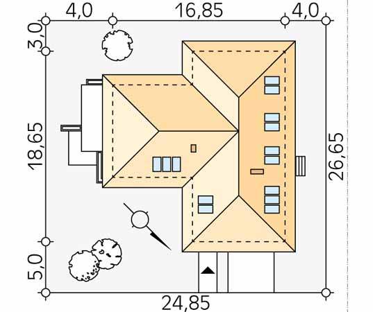 Projekt domu Aksamit 2 - usytuowanie na działce