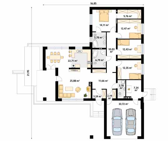 Projekt domu Aksamit 3 - rzut parteru