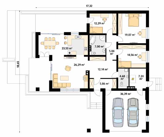 Projekt domu Aksamit 4 - rzut parteru