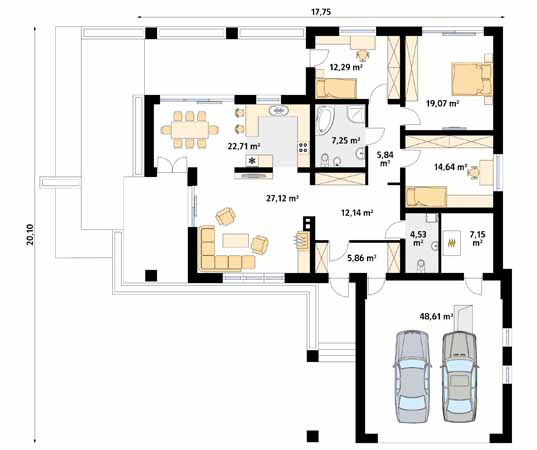 Projekt domu Aksamit 6 - rzut parteru