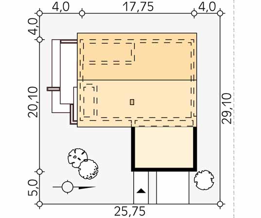 Projekt domu Aksamit 6 - usytuowanie na działce