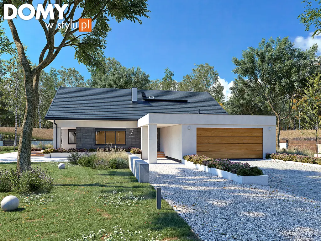 Nowoczesny projekt domu z poddaszem Aksamit 6 - wizualizacja frontowa