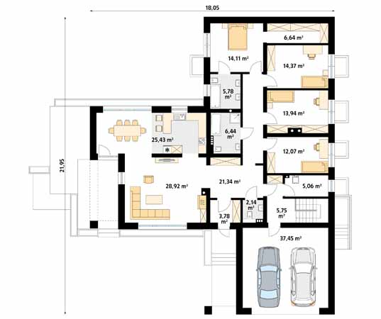Projekt domu Aksamit 7 - rzut parteru