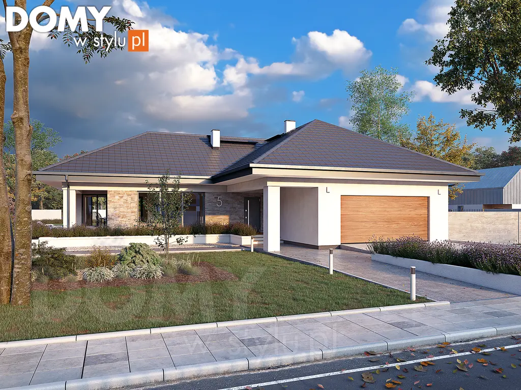 Nowoczesny projekt domu parterowego Aksamit 7 - wizualizacja frontowa