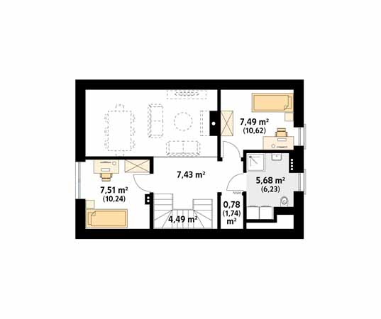 Projekt domu Aksamitka - rzut poddasza