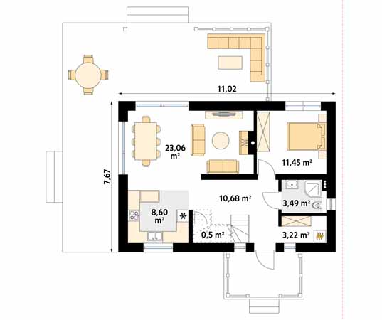 Projekt domu Aksamitka 2 - rzut parteru