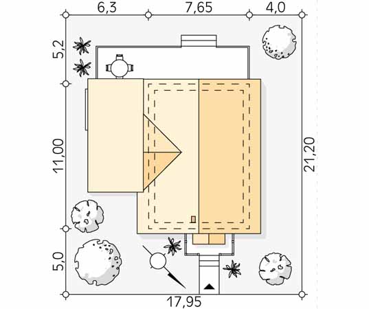 Projekt domu Aksamitka 3 - usytuowanie na działce