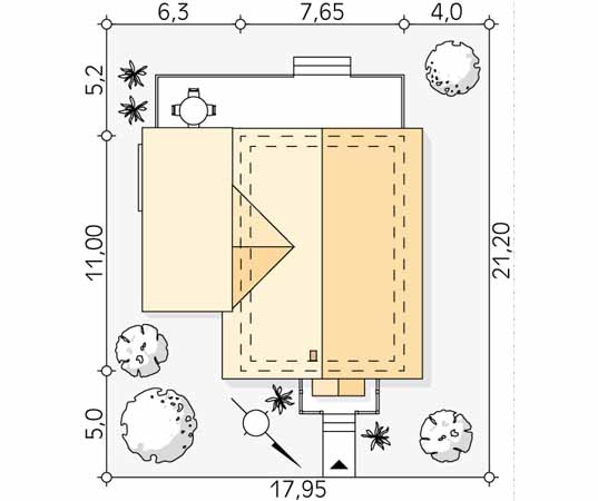 Projekt domu Aksamitka 4 - usytuowanie na działce