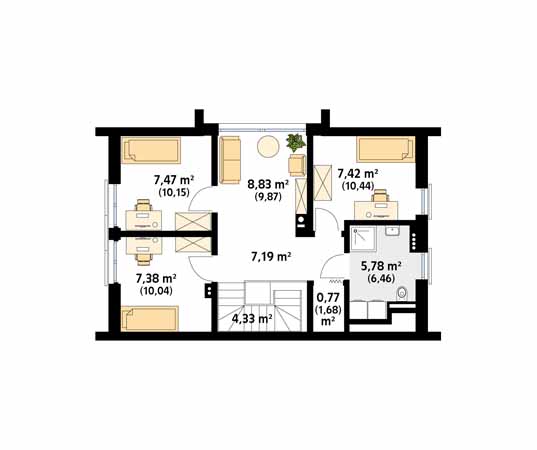 Projekt domu Aksamitka dr-S - rzut poddasza