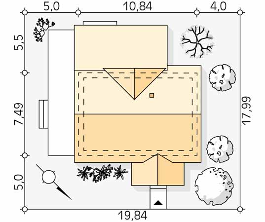 Projekt domu Aksamitka dr-S - usytuowanie na działce