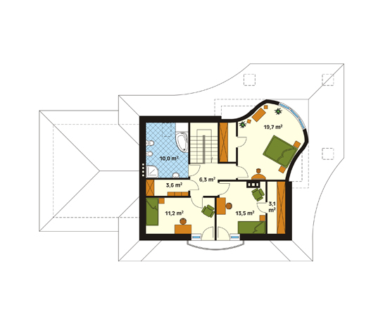 Projekt domu Alfa - rzut poddasza