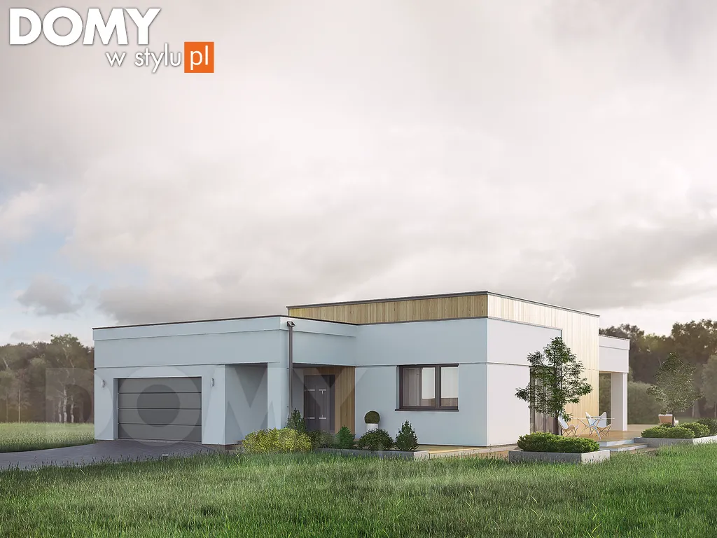 Nowoczesny projekt domu parterowego Alibi - wizualizacja frontowa