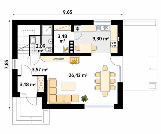 Projekt domu Alicja - rzut parteru