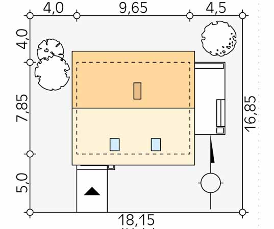 Projekt domu Alicja - usytuowanie na działce