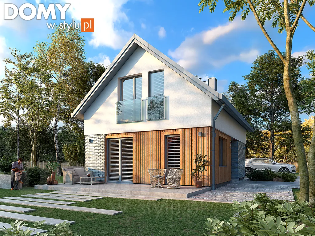 Nowoczesny projekt domu z poddaszem Alikante - wizualizacja frontowa