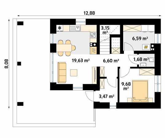 Projekt domu Alikante 2 - rzut parteru