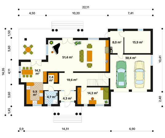 Projekt domu Allegro - rzut parteru
