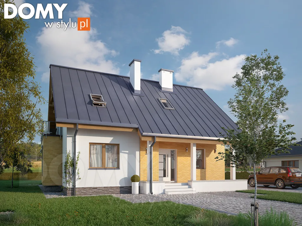 Projekt domu z poddaszem Aloes - wizualizacja frontowa
