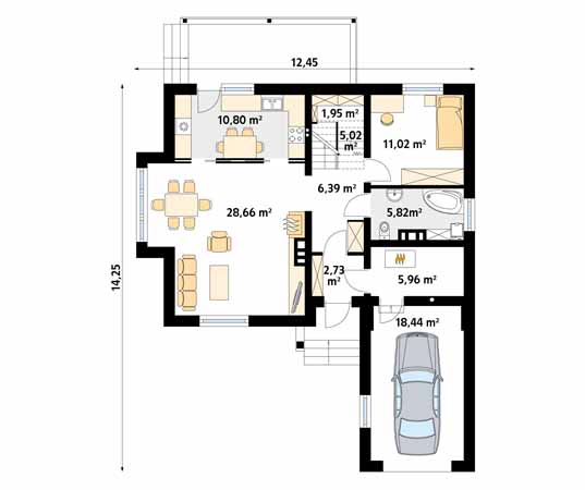 Projekt domu Aloes 3 - rzut parteru