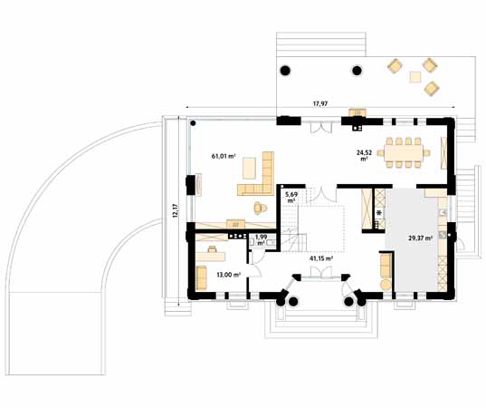 Projekt domu Amadeusz 2 - rzut parteru
