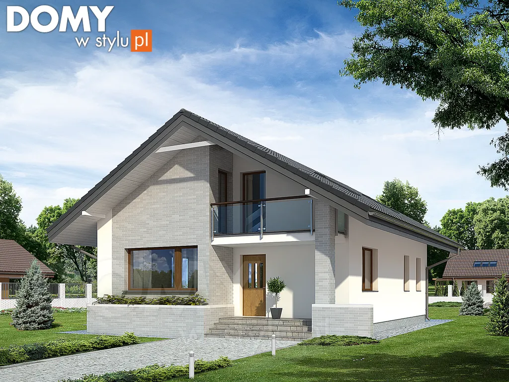 Nowoczesny projekt domu z poddaszem Amarant - wizualizacja frontowa
