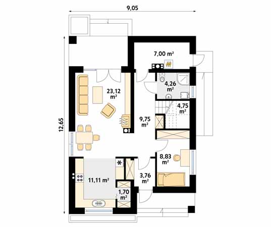 Projekt domu Amarant 2 - rzut parteru