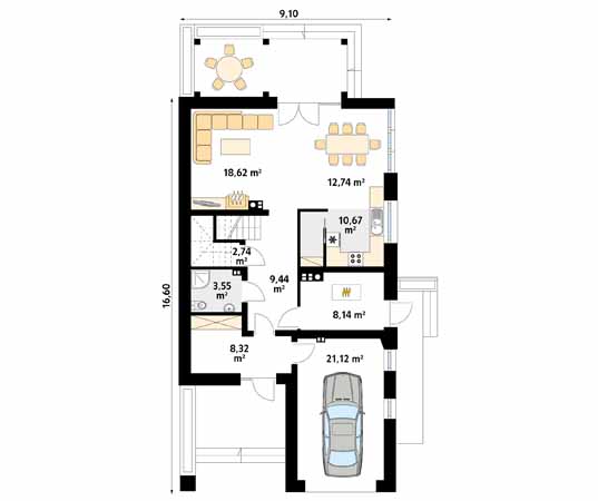Projekt domu Amarylis 6 - rzut parteru