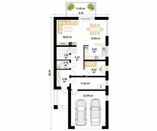 Projekt domu Amarylis 8 - rzut parteru