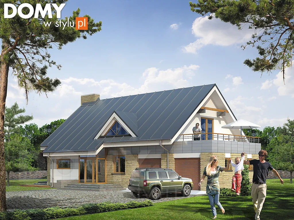 Nowoczesny projekt domu z poddaszem Amber 2 - wizualizacja frontowa