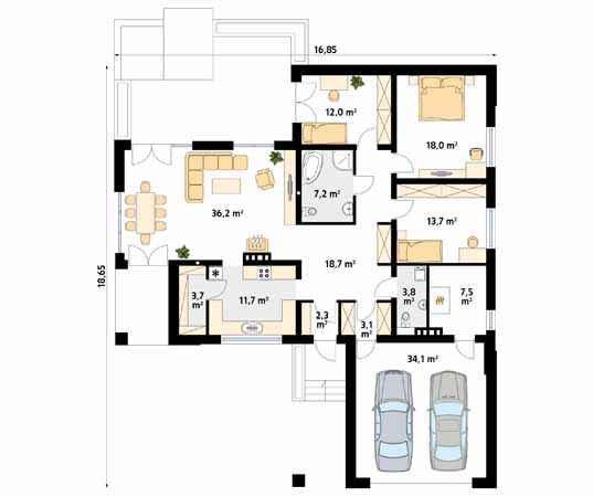 Projekt domu Ambrozja - rzut parteru