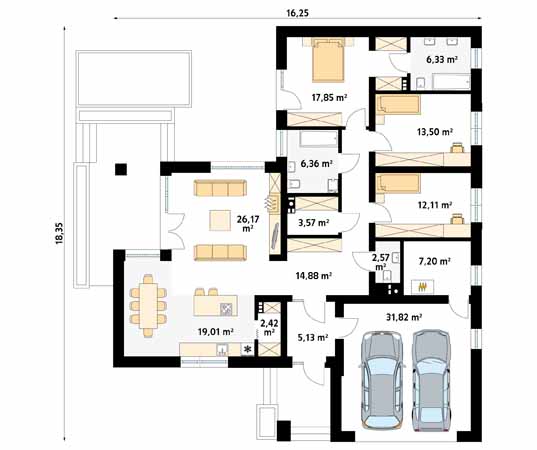 Projekt domu Ambrozja 11 - rzut parteru