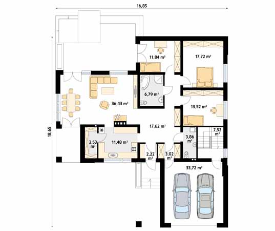 Projekt domu Ambrozja 14 - rzut parteru