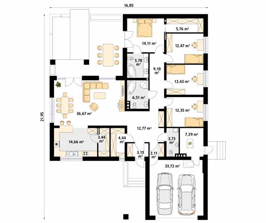 Projekt domu Ambrozja 16 - rzut parteru