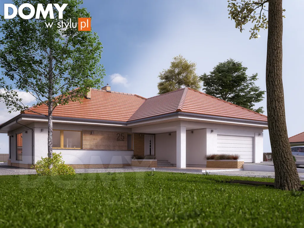 Nowoczesny projekt domu parterowego Ambrozja 16 - wizualizacja frontowa