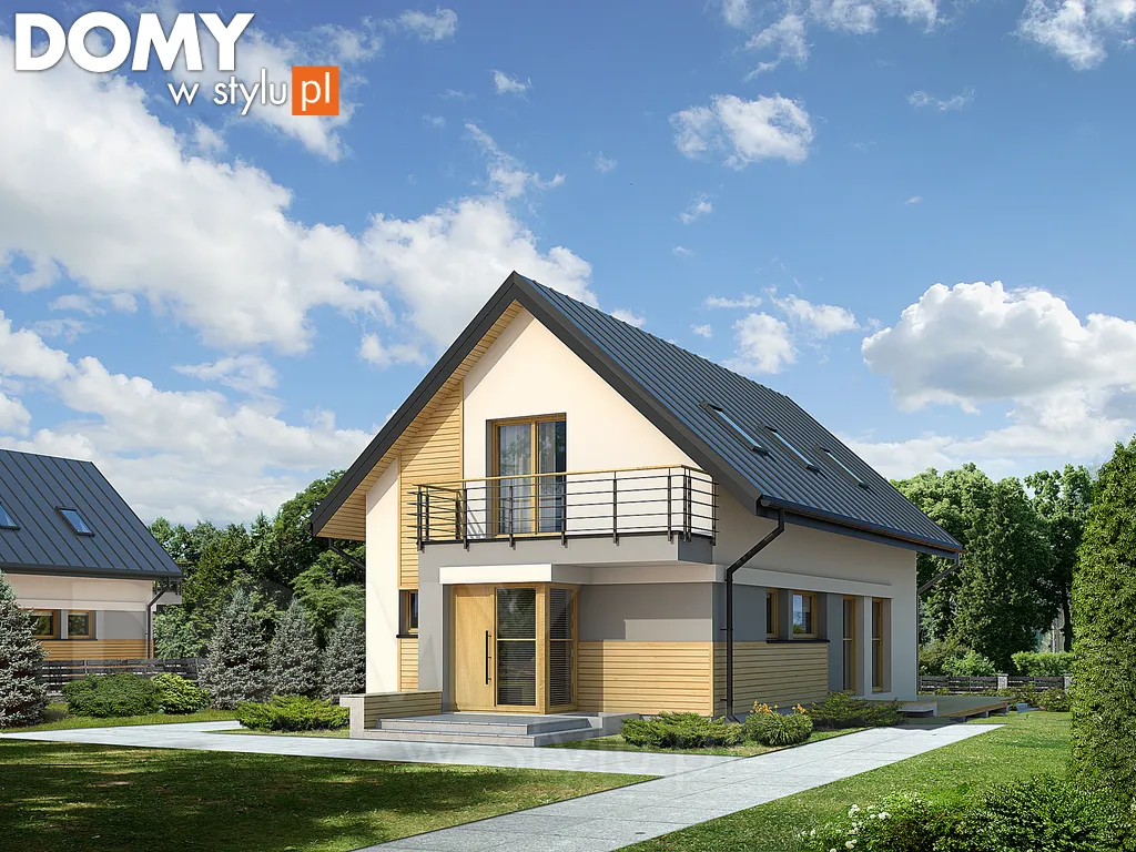 Nowoczesny projekt domu z poddaszem Amelia - wizualizacja frontowa