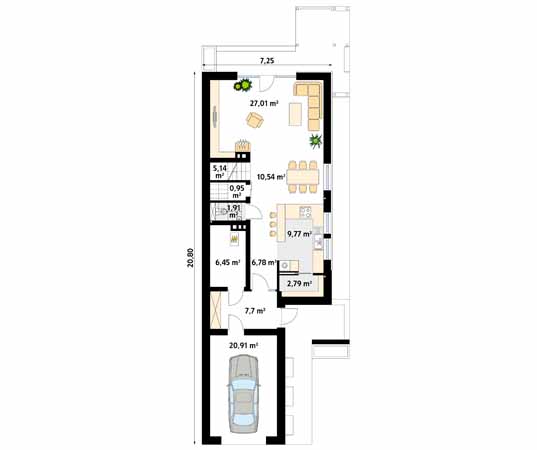 Projekt domu Ametyst - rzut parteru