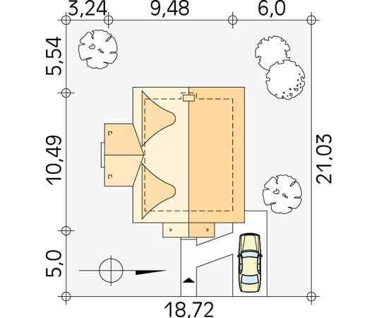Projekt domu Ami bal - usytuowanie na działce