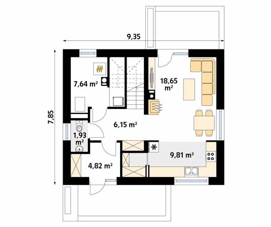 Projekt domu Amol - rzut parteru