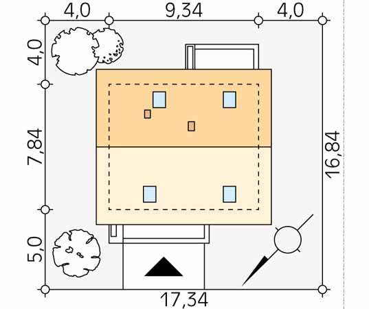 Projekt domu Amol - usytuowanie na działce