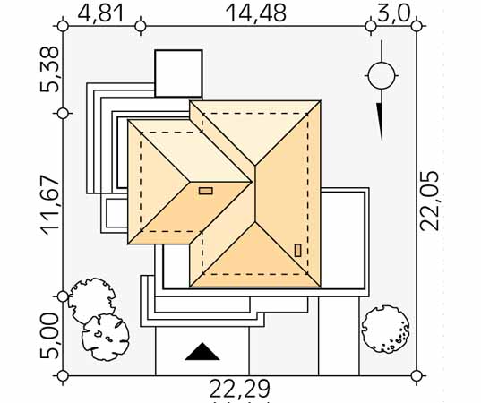 Projekt domu Andante - usytuowanie na działce