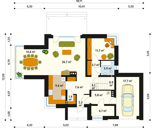 Projekt domu Andromeda - rzut parteru