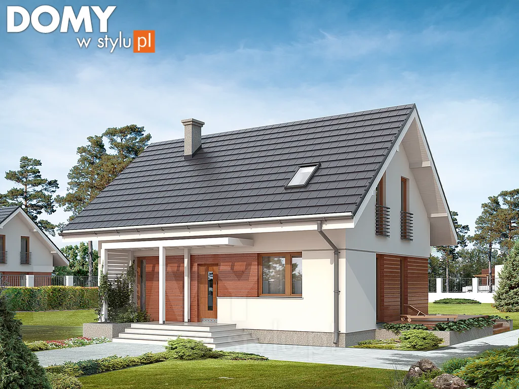 Nowoczesny projekt domu z poddaszem Anka - wizualizacja frontowa